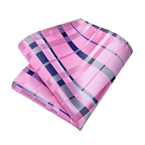 Image of DiBanGu Mens Silk Plaid Tie and Pocket Square Set | Elegant Silk Formal Tie Set, Woven Check Necktie and Cufflinks Tie Clip Set, Perfect for Wedding Party, Comes in Gift Box