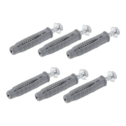 Unomor 6pcs Drywall Anchors Self-Tapping Screws Carbon Steel Flat Head Plastic Tubes for Easy Installation