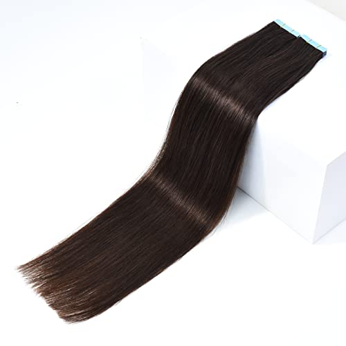 Rosebud Tape In Hair Extensions Remy Human Hair, Secure Skin Weft Hair Extensions Seamless 40G/Pack 20Pcs 14 Inch #TOP1