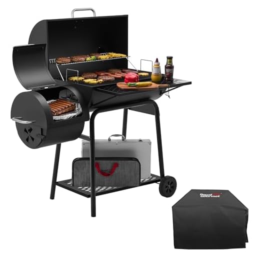 Royal Gourmet CC1830FC Charcoal Grill Offset Smoker (Grill + Cover), Black