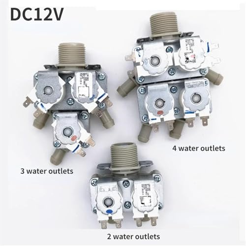 Électrovanne DC12V pour machine à laver à tambour à 2 sorties d'eau