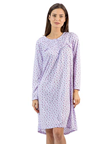 Casual Nights Women's Floral Pintucked Long Sleeve Nightgown - Purple - 3X #TOP3