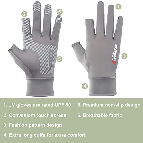 Brlibese Fishing Gloves Men Women Uv Protection Driving Gloves Upf50+ Sun Hiking Anti-Slip Touch Screen Gloves For Kayaking, Bike, Paddling, Driving, Canoeing, Rowing (Grey) #TOP2