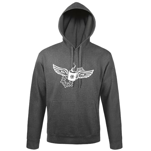 shirt84 Tasse à vin chaud avec ailes d'ange à capuche pour homme, Gris foncé chiné, XXXL