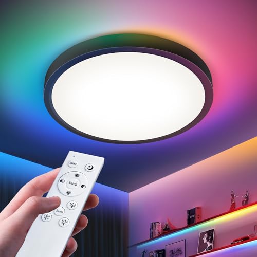VSHINY RGB Lámpara de techo 24W,Luz de techo...