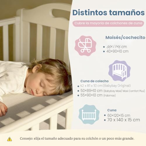 Miniatura 8 de Lulumoon Juego De 2 Sábanas Bajeras Infantiles De Muselina De Algodón, 60 X 120 Cm 70 X 140 Cm, Blanco Margarita