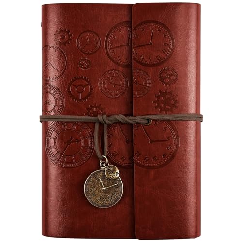 Asten Carnet de notes en Cuir, Rechargeable Carnet De Voyage Agenda Vintage à spirales Avec papier ligné Journal Intime Cadeau pour fille et garçon, 18 x 13...