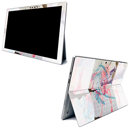 Image of MightySkins Carbon Fiber Skin for Microsoft Surface Pro 7 - Damaged Horses | Textured Carbon Fiber Finish | Easy to Apply, Remove, and Change Styles | Made in The USA (CF-MISURPR7-Damaged Horses)