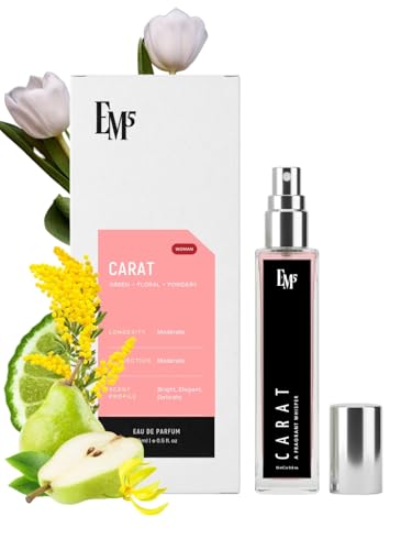 Image of EM5 Carat Long Lasting Perfume for Women | Floral Green Powdery Fragrance | Eau De Parfum Spray | Luxury Gift for Her | 15 ml