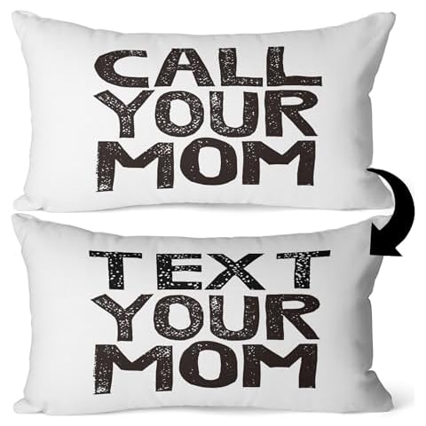 SiuSue Funny Call Your Mom Text Your Mom Reversible Throw Pillow Cover Case, for Daughter, Son Gifts, Dorm Room Accessories Graduation Party, 12 x 20 Inch Linen Cushion Cover, Freshman Gift Cover