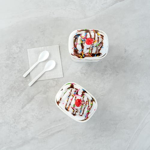 Image of Coppetta 12 Ounce Dessert Cups, 50 Greaseproof Ice Cream Cups - Lids Sold Separately, For Hot And Cold Foods, White Paper Yogurt Bowls, Festive Sprinkle Design, Disposable, Sturdy- Restaurantware