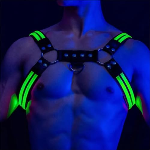 Rave Outfit for Mens Led Harness Men Shoulder Belt Sexual Body Chest Dimming Light Stage Flashing Rechargeable Color Chest(Rainbow)2