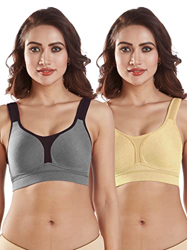 Image of SONARI Supremo Womens Sports Bra | Moulded, Wire Free, Comfortable Cotton Bra | Full Coverage,Breathable Fabric | Adjustable Straps Hook & Eye Closure for Active and Everyday useage