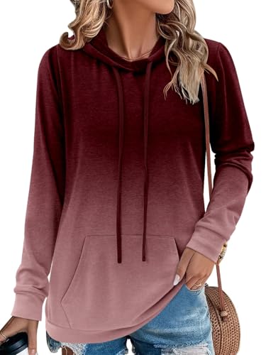 Image of MODARANI Womens Pullover Hoodie Sweatshirts Casual Tunic Tops Kangaroo Pocket Shirts Tie Dye&Floral Print