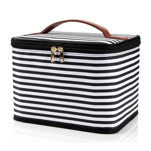 Neceser de piel sintética | Neceser versátil - Bolsa de maquillaje grande de piel sintética con múltiples compartimentos, bolsa de maquillaje lavable con cremallera para viajes al aire libre, ver