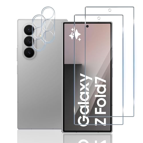 Image of PreCure (2+2) Compatible with Samsung Galaxy Z Fold 7 | 2 Screen Protectors + 2 Camera Lens Protectors | 9H Hardness Tempered Glass | Anti-Scratch | Bubble-Free | HD Clarity