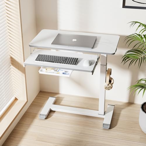 Mesa de cama de hospital ajustable para laptop con cajón integrado 3