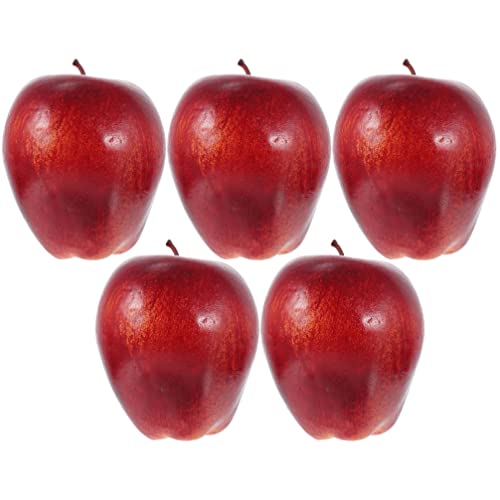 BESPORTBLE 5 Pcs Artificial Apples, Dark Red Fake Apples Fruits Simulation Realistic Apples Fake Apple Prop for Dining Table Basket Display Christmas Wedding Party Home Kitchen Decoration