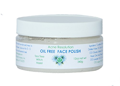 Trillium Face Polish Oil Free - Acne Resolution - Tea Tree Salt Face Scrub - 12 Ounce