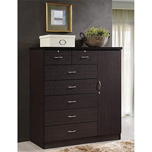 Home Square Hodedah 2 Piece 7 Drawer Wood Chest Set With Locks In Chocolate #TOP6