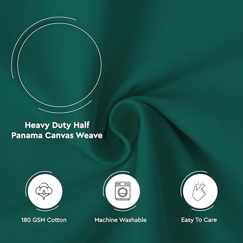 Image of Encasa XO Mercerised Cotton Canvas Fabric, 100x150 cm Wide | Sold by The Metre, Cut to Length | Fabric for Cushions, Sofa Covers, Light Upholstery, Embroidery, Dress Material, Emerald