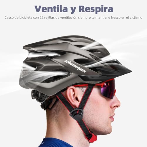 Casco de bicicleta con luz LED trasera Shinmax y visera ajustable para mayor seguridad 4
