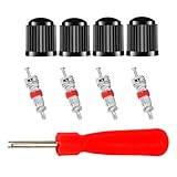 KAHZOR 9 pezzi Kit di rimozione valvole pneumatici, estrattore singolo, chiave per auto, attrezzi per ricambio, con nuclei e cappucci, per motocicletta