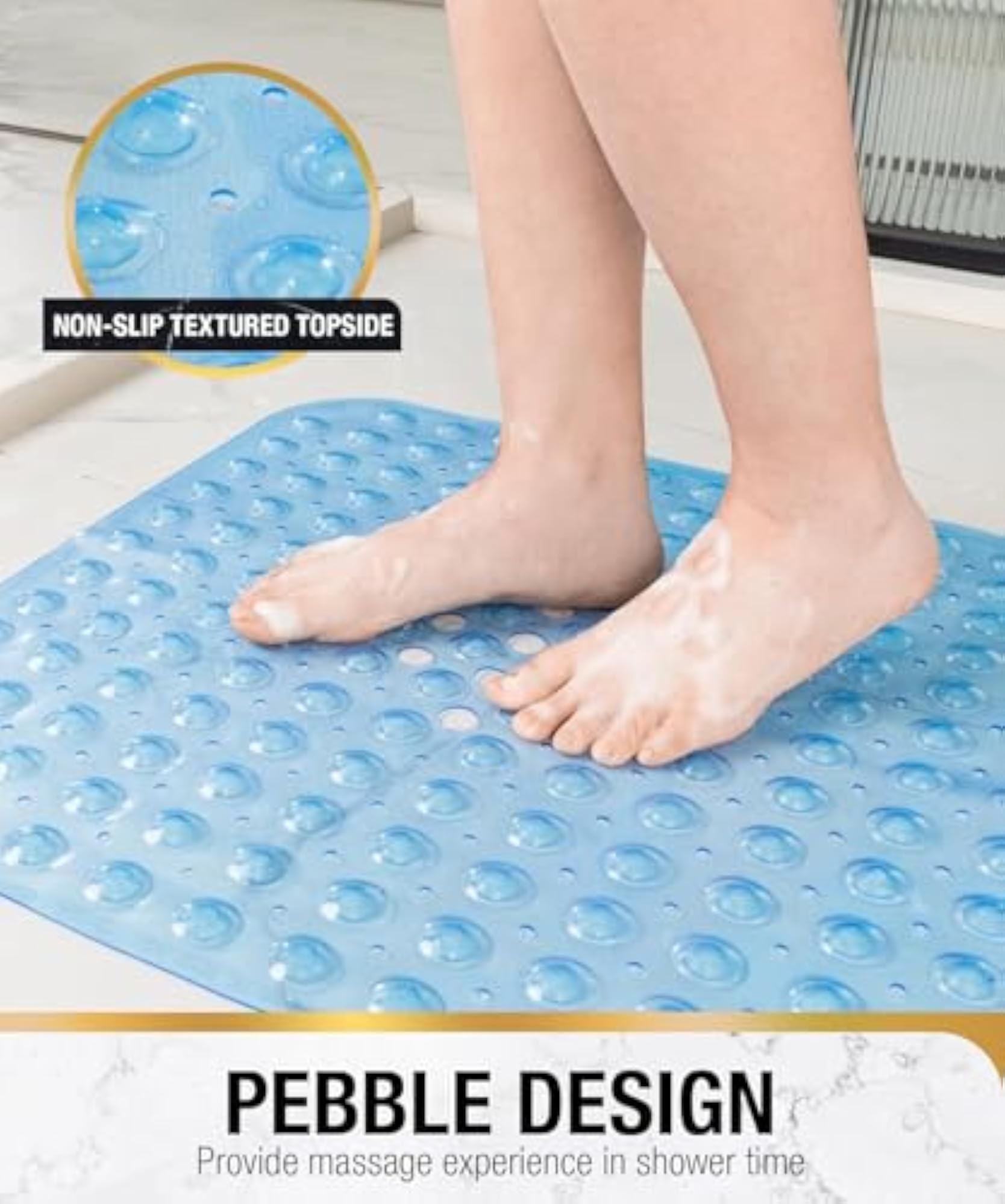 Non-Slip TPR Shower Mat with Suction Cups