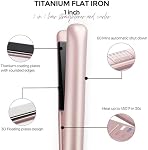 Rozamor Lève-cheveux en fer plat en titane, 1 Outil de stylage à double tension de chauffage rapide de pouce, 2 en 1 Redresseur & Curler pour tous les types de cheveux, rose