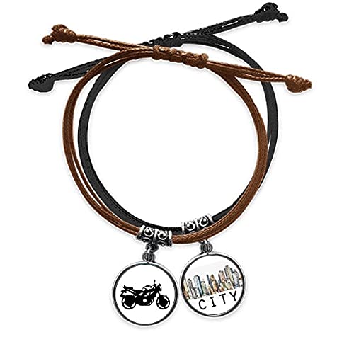 Bracelet corde main chaîne moto modèle Silhouette avec finitions cuir pour homme