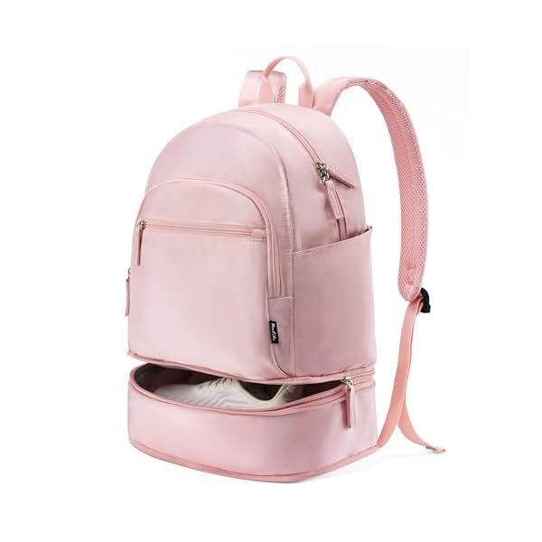 Uselike Gym Backpack for Women Small Gym bag with Expandable Shoe Compartment Water Resistant Sports Backpack 26L Pink