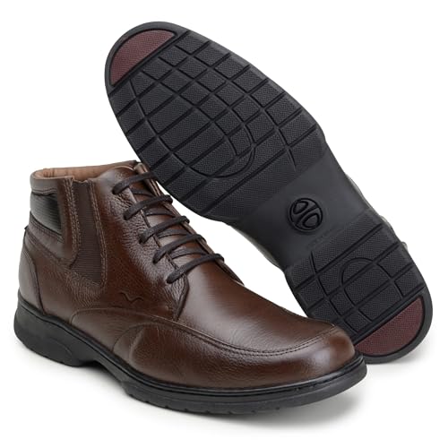 Bota Anatomic Comfort Gel Flex Couro Sola Borracha Costurada (41)