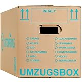 Kartonprimus 10 Umzugskartons 620 x 300 x 330 mm zweiwellig stabiler Karton bis 40 kg verstärkte Griffe und stapelbar Umzugkarton Umzugsbox Bücherkarton Archivbox Ordnerkarton Umzugskiste (10 Stück)
