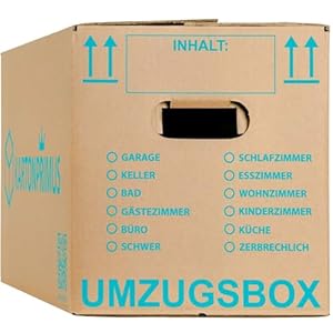 Kartonprimus 20 Umzugskartons 620 x 300 x 330 mm zweiwellig stabiler Karton bis 40 kg verstärkte Griffe und stapelbar Umzugkarton Umzugsbox Bücherkarton Archivbox Ordnerkarton Umzugskiste (20 Stück)