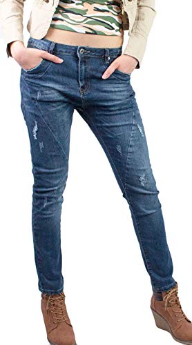 Jeans délavés femmes coupe chino stretch et pantalon baggy boyfriend détruit