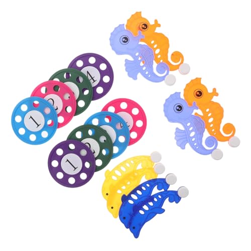 ZUNOXAZ 2 Sets Pool Diving with Seahorse Dolphin Figures Numbered Underwater Training Discs for Swimming Skill Development Versatile Water Games for Pool Beach Fun