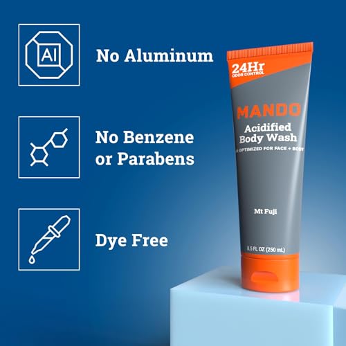 Mando Body Wash - SLS and Paraben Free, Skin Safe - 8.5 oz - Mt Fuji Detail