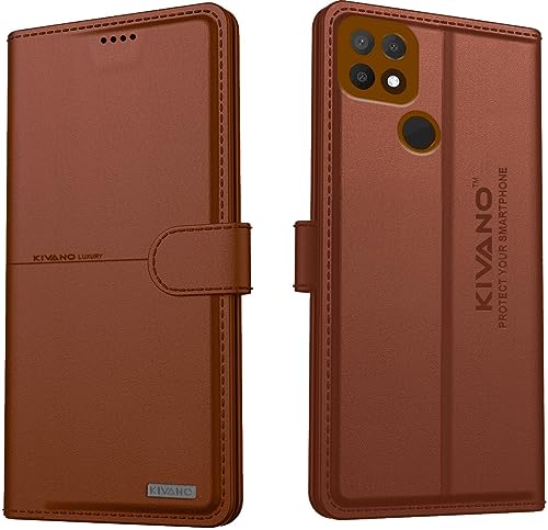 Image of KIVANO Compatible with Oppo A15 / Oppo A15s Flip Cover | Leather Finish | Inside Pockets & Inbuilt Stand | Shockproof Wallet Style Magnetic Closure Back Cover Case
