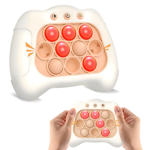 ROHSCE Fast Push Game Pop Fidget Toys, Bubble Pop Game, Electronic Fidget Pop Quick Push it Light up Games, Sensory Pocket Games for Kids 8-12, Birthday Gifts for Toddlers, Kids, and Teens (White)