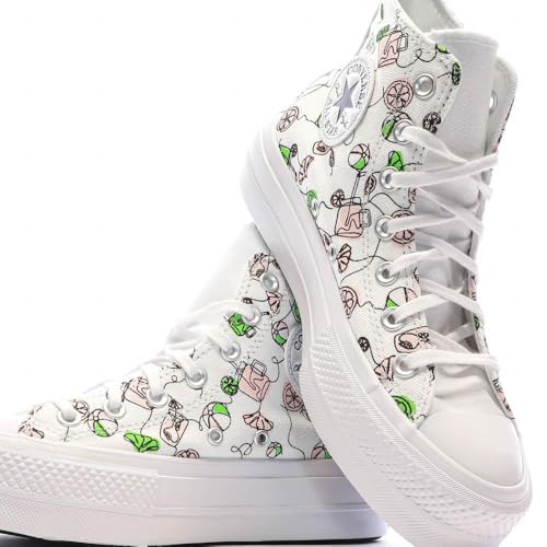 Baskets Converse Blanches et Noires Femme Lemonade stylées