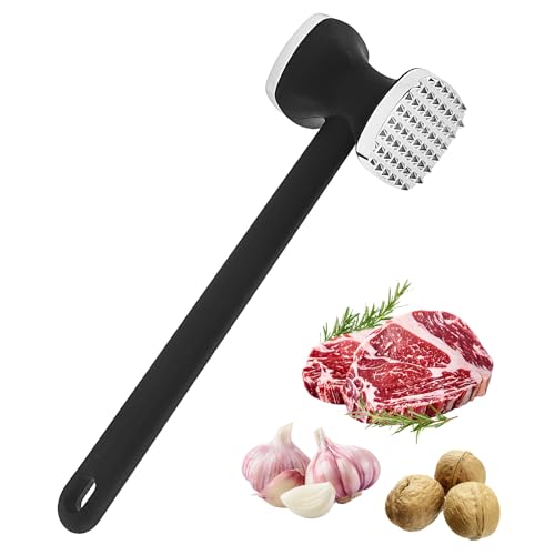 Ziyonix Martillo Carne, Martillo Ablandador de Carne, Mazo para Carne Martillo Picador de Doble Cara Antiadherente, Ablandador con Mango Antideslizante para Filetes, Pollo, Cerdo, Ternera, Negro
