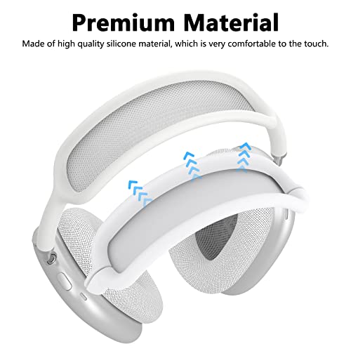 Silicone Case Cover For Airpods Max Headphones, Anti-Scratch Ear Pad Case Cover/Ear Cups Cover/Headband Cover For Airpods Max, Accessories Soft Silicone Skin Protector For Apple Airpods Max (White) #TOP6