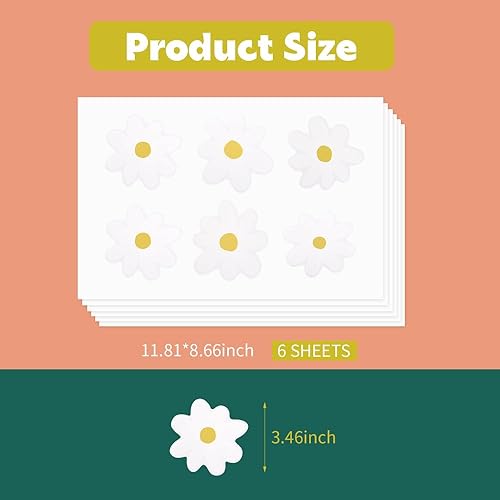 Miniatura 2 de 36 calcomanías de pared de margaritas blancas, calcomanías de pared de vinilo de flores, autoadhesivas, bohemio, floral, para automóvil, hogar,