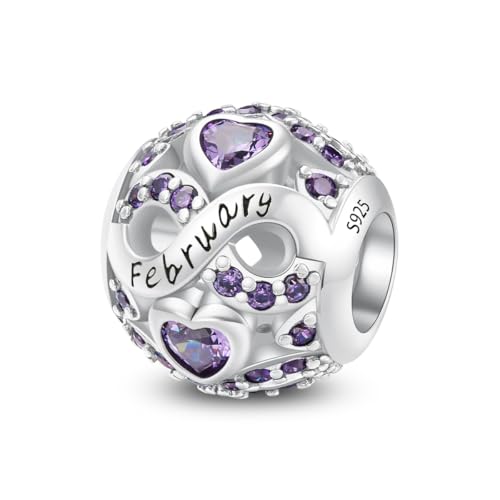Aurevella 925 Birthstone Charms en Argent Sterling Pour Bracelet&Collier Européen, Anniversaire, Fête des Mères, Noël Cadeau de Bijoux Pour les Femmes