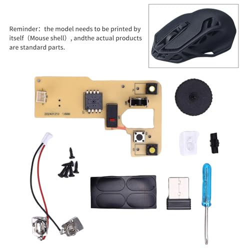 Eujgoov Motherboard-Komponenten-Kit für Kabellose Mäuse, 3D-gedrucktes Mausmodell, für das MH002-Modell, 3D-Druckerteile, Kompatibel mit P1P, P1S, Mini, X1, X1E