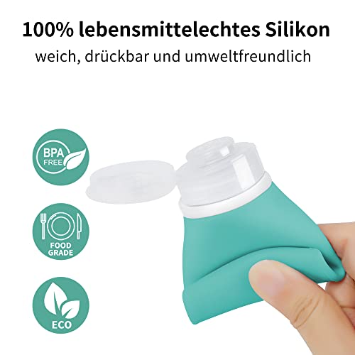 Opret 3 Stück Silikon Reiseflaschen Set, 60ml Auslaufsicher Nachfüllbare Portable Reise Container für Shampoo Creme Spülung, BPA-frei und TSA-geprüft
