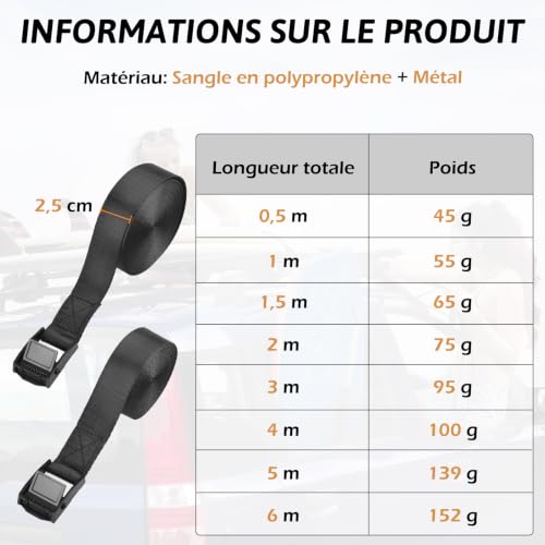 TRIWONDER Sangle d'Arrimage 25 mm Sangle de Serrage 2 ou 4 Pièces Courroie à Boucle de Presse pour Moto Voiture Fixation Bagage (2 m, A - Bleu - 2 Pièces) – vue 2