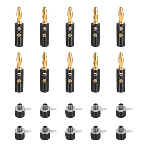 Set de 10 pares de conectores banana de 4mm negro miniatura 1