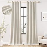 Picture of Jowels Grayish Brown Blackout Curtains 120 Length 2 Panels Set for Living Room Bedroom, 100% Black Out Thermal Insulated Linen Drapes, Room Darkening Grommet Curtains 120 Inches Long