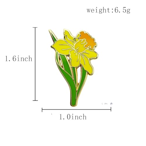 Image of Enamel Pin Badge Daffodil Flower Brooch Pin for Teachers Nurses Doctors Lawyers Architects Interior Designers Florists Gardeners